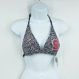 Vintage Y2K Deadstock NC State Leopard Bikini Top Size Medium Early 2000s